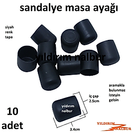SANDALYE AYAĞI 25MM ORTA SİYAH MASA AYAĞI PLASTİK TABURE