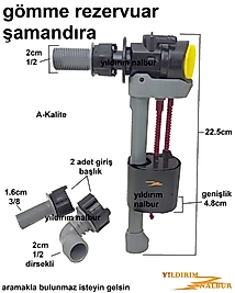 GÖMME REZERVUAR FLATÖRÜ 3/8-1/2-1/2 DİRSEKLİ ÇIKIŞ REZERVUAR ŞAMANDIRA 3/8 İÇ TAKIM ŞAMANDIRASI COS