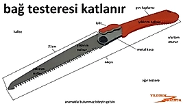 BAĞ TESTERESİ DAL KESME TESTERESİ BUDAMA TESTERE KATLANIR METAL KASA