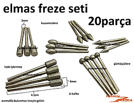 ELMAS FREZE SETİ 20 PARÇA ELMAS HSS FREZE KARBÜR SET KALIPÇI FREZE EKONOMİK SET