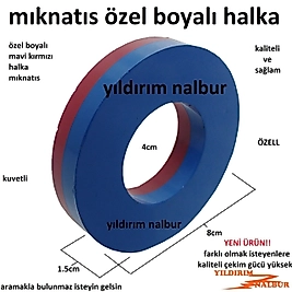 MIKNATIS BOYALI 80x40x15 YUVARLAK MAVİ KIRMIZI N -S KUTUP