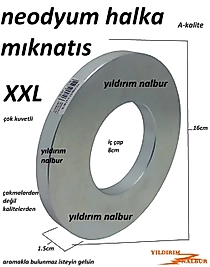 NEODYUM HALKA MIKNATIS 160x80x15 YUVARLAK MIKLATIS SİMİT TİP DAİRE DUBLE XXL BÜYÜK BOY