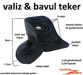 VALİZ TEKERİ SAĞ SOL ÇİFT GÖNDERİLECEK BAVUL TEKERİ ÇANTA TEKERLEK ÇİFTLİ