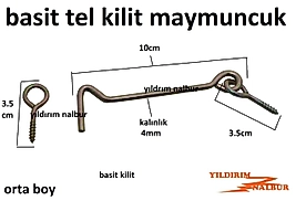 KAPI KİLİDİ ORTA ZERZE BASİT TEL EMNİYET KİLİDİ KAPI KANCASI KAPI PENCERE HALKALI KİLİT