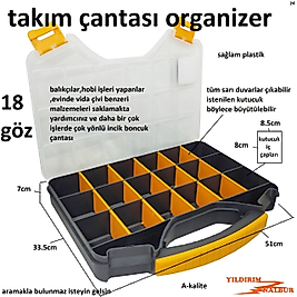 TAKIM ÇANTASI ORGANİZER 18 GÖZ DUBLE BÜYÜK BOY CİVATA VİDA KUTUSU AYARLI BÖLMELER EDAVAT ÇANTASI