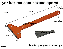 YER KAZIMA APARATI PLASTİK CAM KAZIMA SAPTAK JİLET HEDİYELİ