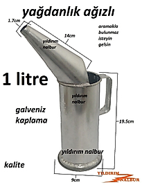 YAĞDANLIK 1LT AĞIZLI AĞIZLI AKTARMA KABI HUNİLİ METAL GALVENİZ