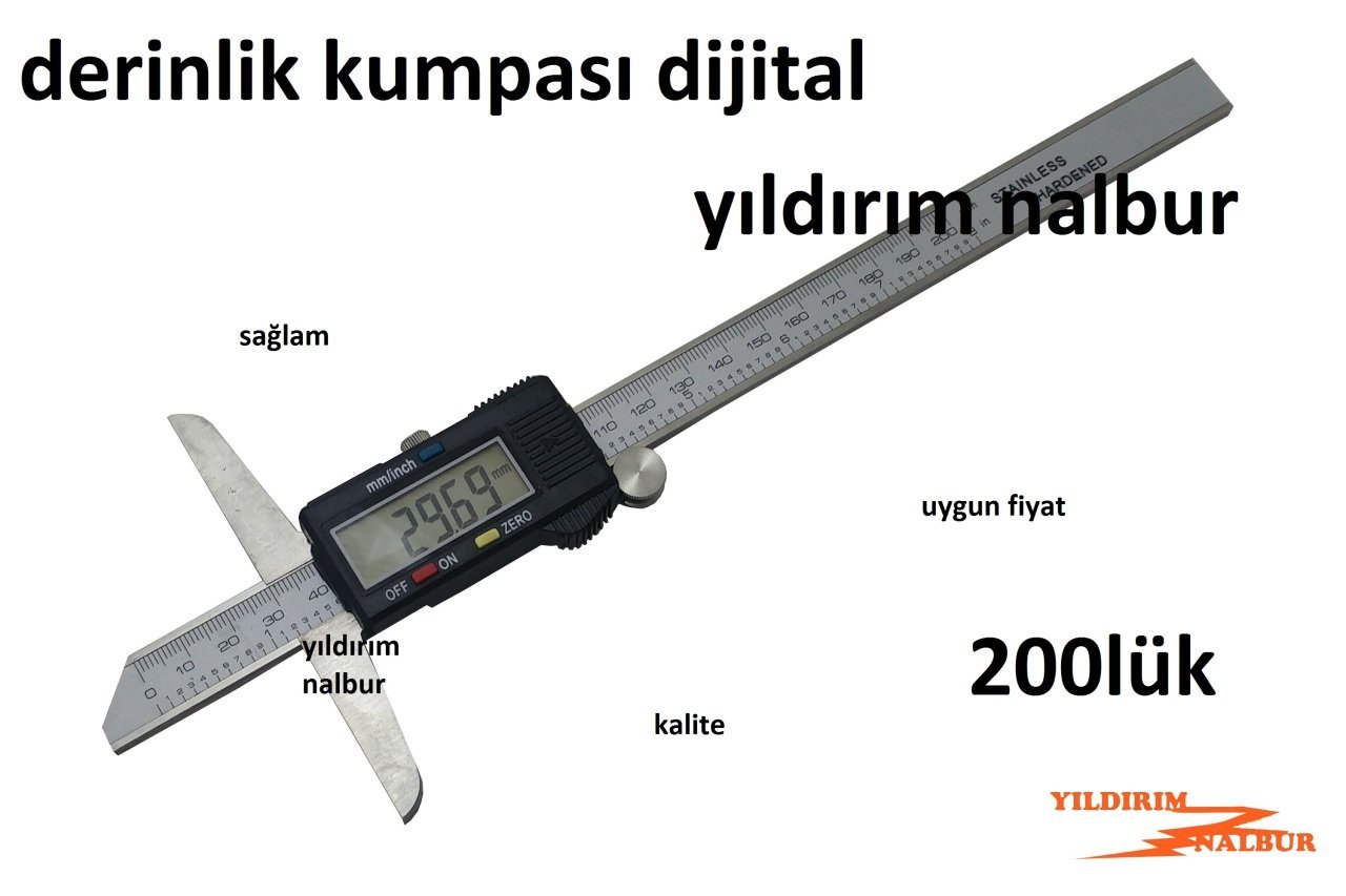 DERİNLİK KUMPASI DİJİTAL 200 HASSAS ÖLÇÜ ALETİ DİP KUMPASI