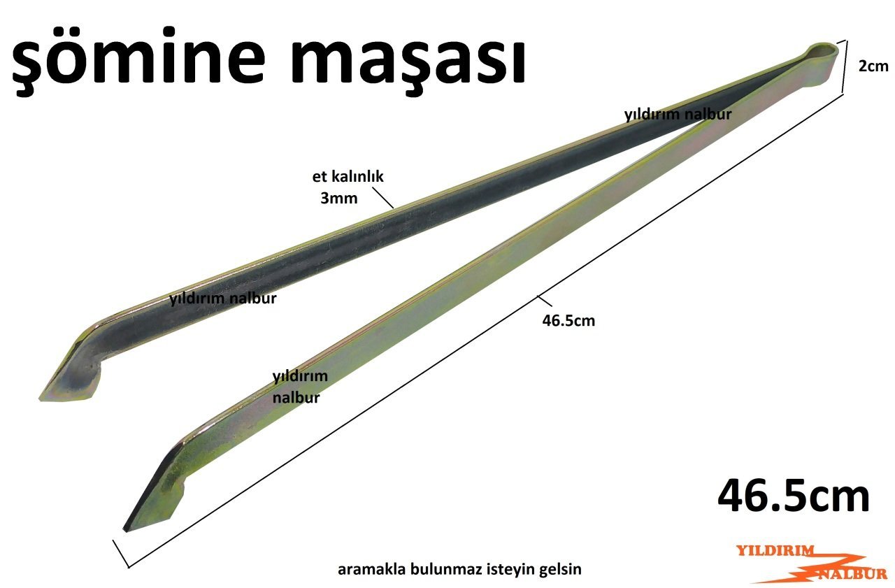 ŞÖMİNE MAŞASI 46.5CM SOBA MAŞASI IZGARA MAŞASI ATEŞ MAŞASI KÖMÜR MAŞASI SARI RENK