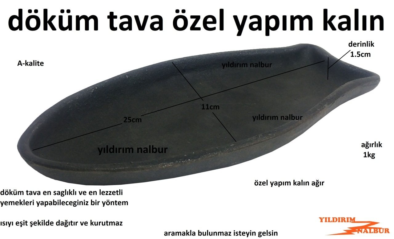DÖKÜM TAVA KÜÇÜK BOY BALIK TAVASI FIRIN TAVA ÖZEL DÖKME KALIN TAVA