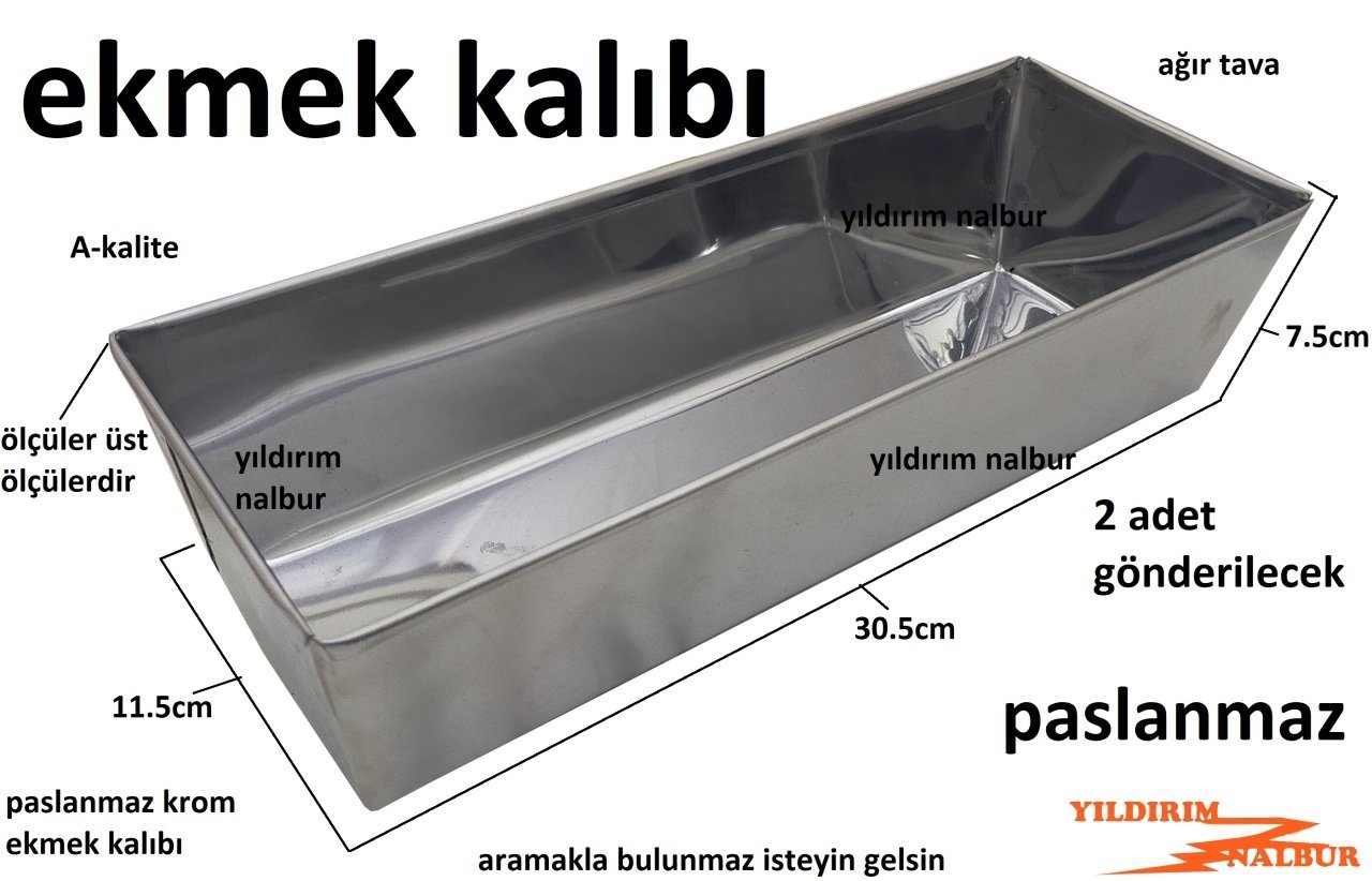 2 ADET EKMEK TAVASI 11X30 PASLANMAZ KROM FIRIN TAVA TRABZON EKMEK KALIBI TOST EKMEK