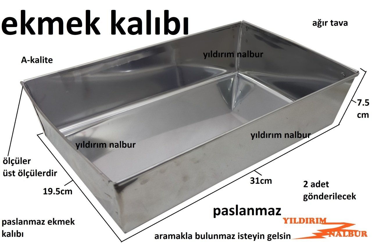 2 ADET EKMEK TAVASI 19X31 PASLANMAZ KROM FIRIN TAVA TRABZON EKMEK BÜYÜK BOY FIRIN TAVASI