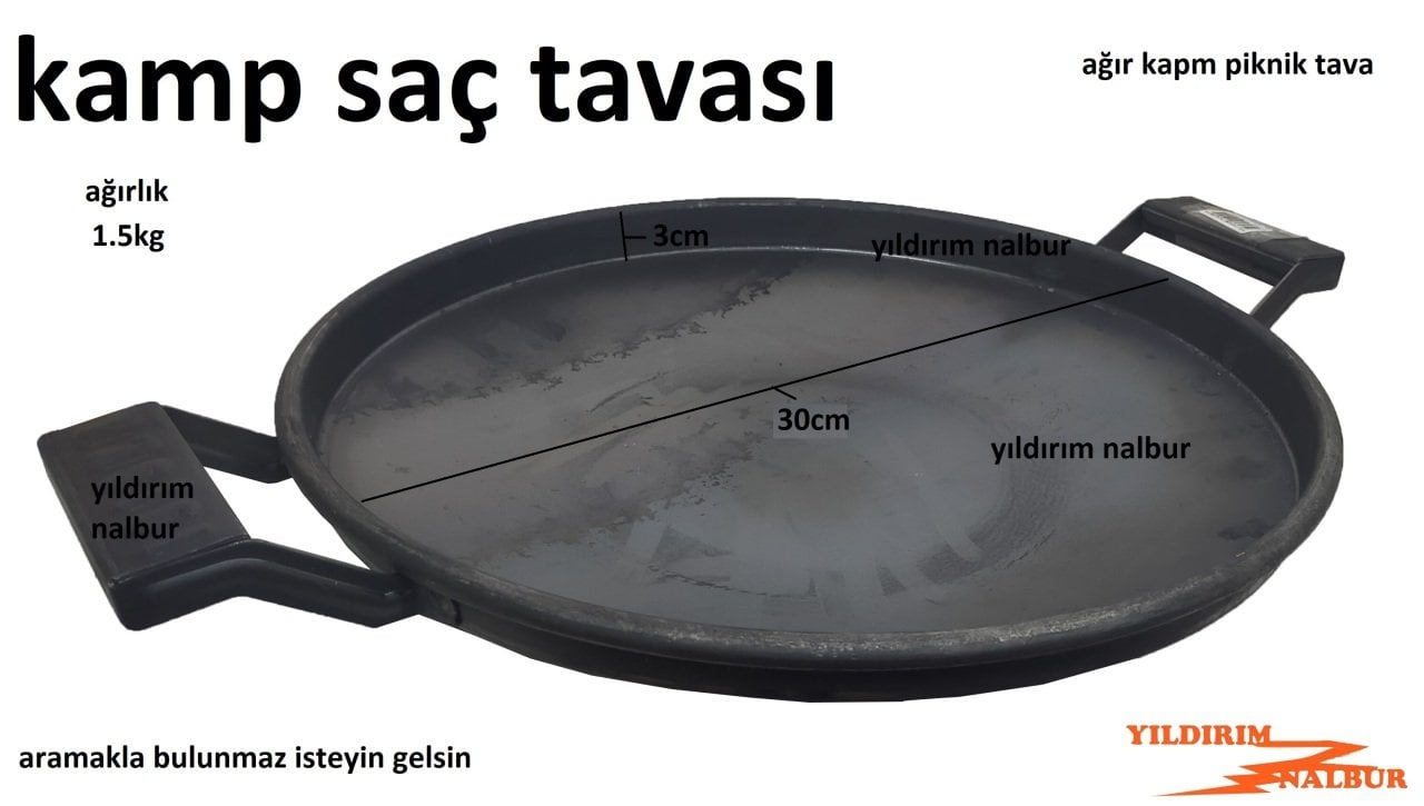 KAMP TAVASI SAÇ TAVA 30CM PİKNİK ET SOTE TAVA YEMEK TAVASI AĞIR ET PİŞİRME KABI KALİTE