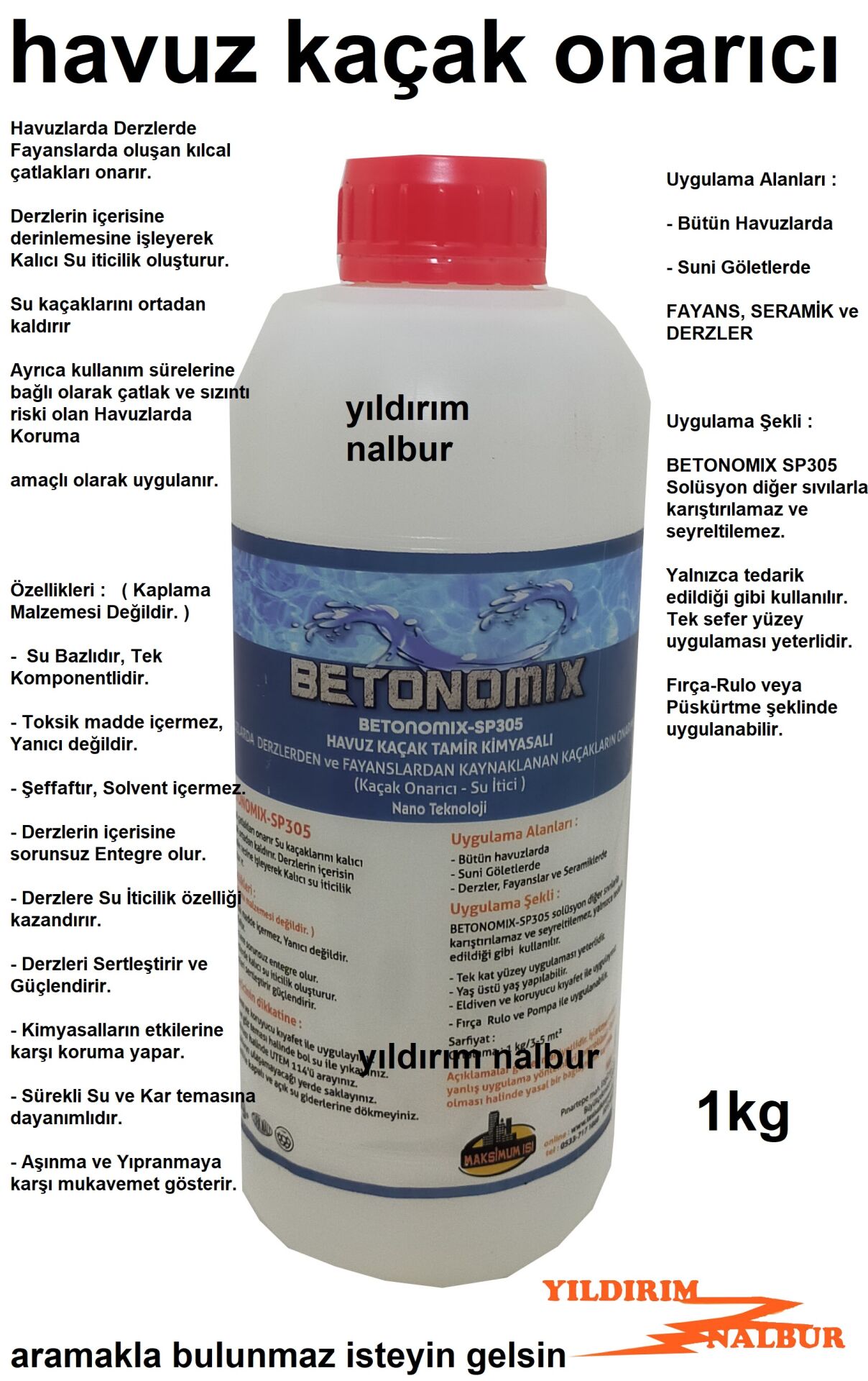 HAVUZ KAÇAK KORUYUCU İZOLASYON MALZEMESİ SIZDIRMAZ SU GEÇİRMEZ 1KG